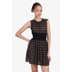Alaia Black/Nude Pattern Sleeveless Dress Size 40